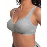 Women’s Bra Wire-Free Front Closure Solid Color Full Coverage Fixed Cups More Considerate for Middle-Aged And Elderly