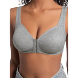 Women’s Bra Wire-Free Front Closure Solid Color Full Coverage Fixed Cups More Considerate for Middle-Aged And Elderly