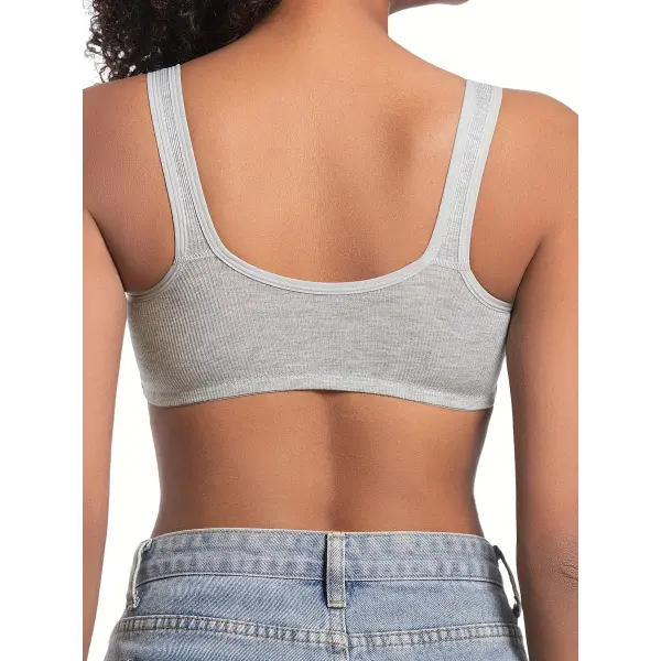 Women’s Bra Wire-Free Front Closure Solid Color Full Coverage Fixed Cups More Considerate for Middle-Aged And Elderly