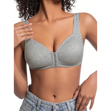 Women’s Bra Wire-Free Front Closure Solid Color Full Coverage Fixed Cups More Considerate for Middle-Aged And Elderly
