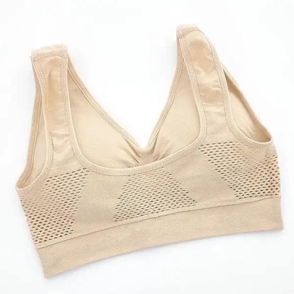 Women’s Breathable Sports Vest Bra Sweat-absorbent Shockproof Pad Sports Top Track and Field Gym Running Fitness Sports
