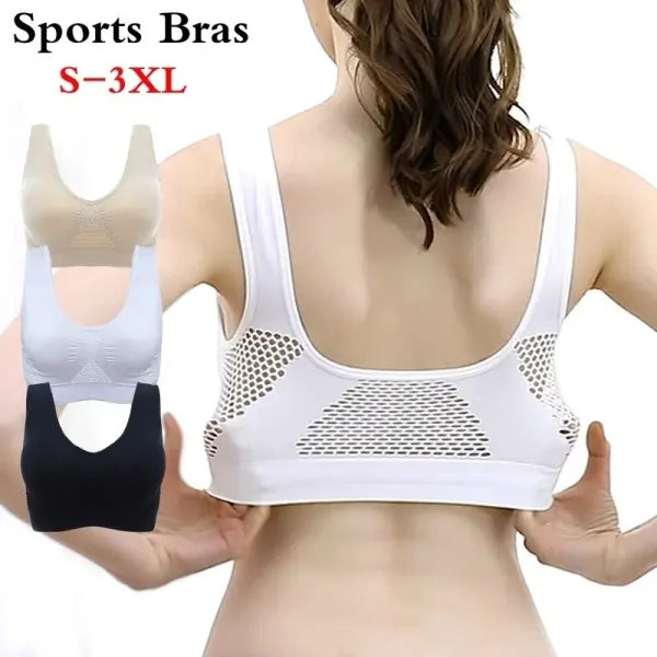 Women’s Breathable Sports Vest Bra Sweat-absorbent Shockproof Pad Sports Top Track and Field Gym Running Fitness Sports