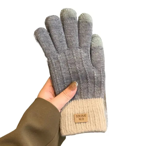 Women’s Cable Knit Touchscreen Gloves – Warm Fleece-Lined Winter Mittens for Girls & Women - Gray
