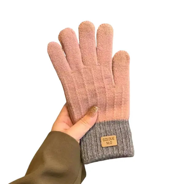 Women’s Cable Knit Touchscreen Gloves – Warm Fleece-Lined Winter Mittens for Girls & Women - Pink