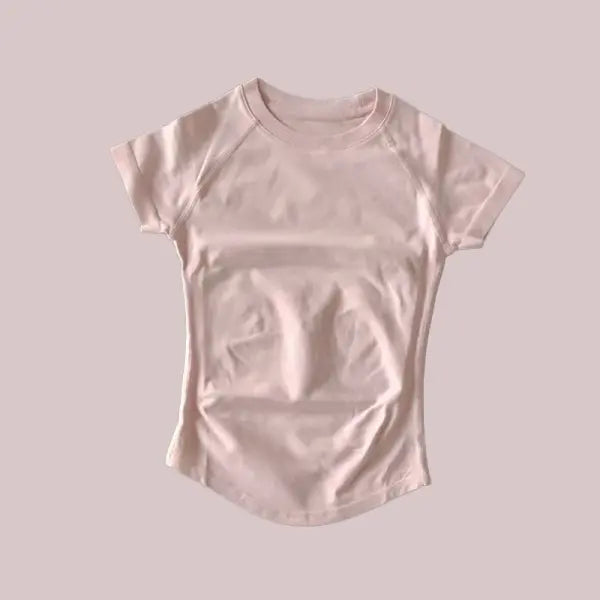 Women’s Compression Workout T-Shirt Slim Fit Impact Athletic Top - Light Pink / S