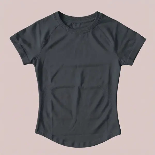Women’s Compression Workout T-Shirt Slim Fit Impact Athletic Top - Shark Grey / XS（old）
