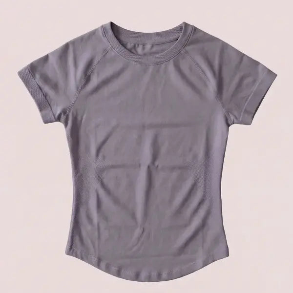 Women’s Compression Workout T-Shirt Slim Fit Impact Athletic Top - Mushroom Gray / S