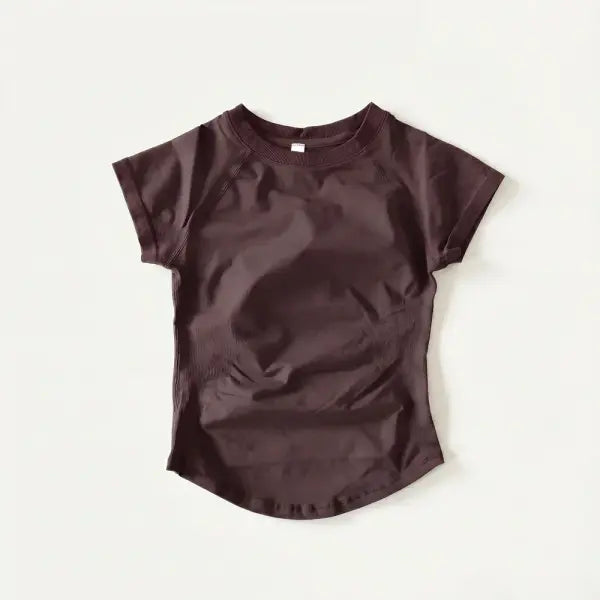 Women’s Compression Workout T-Shirt Slim Fit Impact Athletic Top - ESPRESSO / L