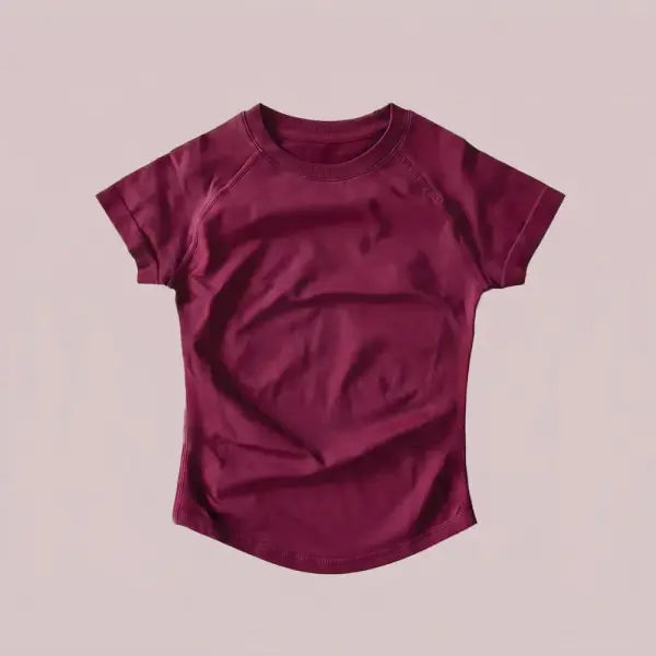 Women’s Compression Workout T-Shirt Slim Fit Impact Athletic Top - Red berries / M