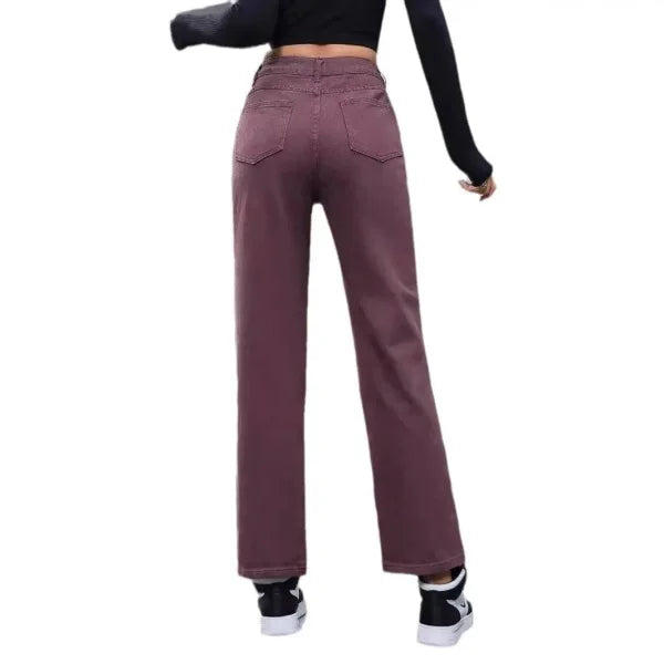 Women’s Denim Trousers in High Waist Retro Fashion Style - Himpall