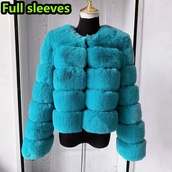 Women’s Faux Fur Coat – Fluffy Short Autumn Winter Jacket High-Quality Plus Size 7XL - Long sleeve 4 / XXL (54-57kg)