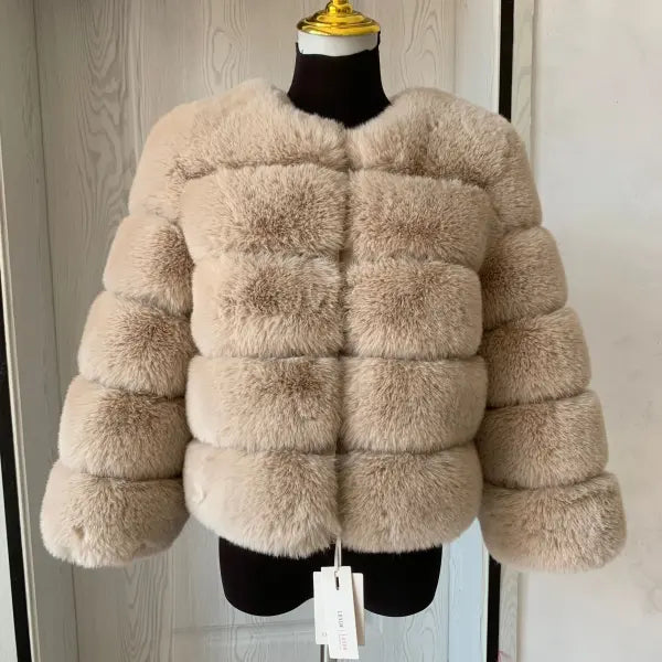 Women’s Faux Fur Coat – Fluffy Short Autumn Winter Jacket High-Quality Plus Size 7XL