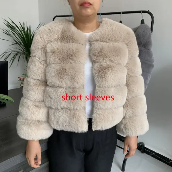 Women’s Faux Fur Coat – Fluffy Short Autumn Winter Jacket High-Quality Plus Size 7XL