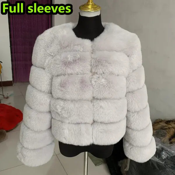 Women’s Faux Fur Coat – Fluffy Short Autumn Winter Jacket High-Quality Plus Size 7XL - Long sleeve 2 / XXL (54-57kg)