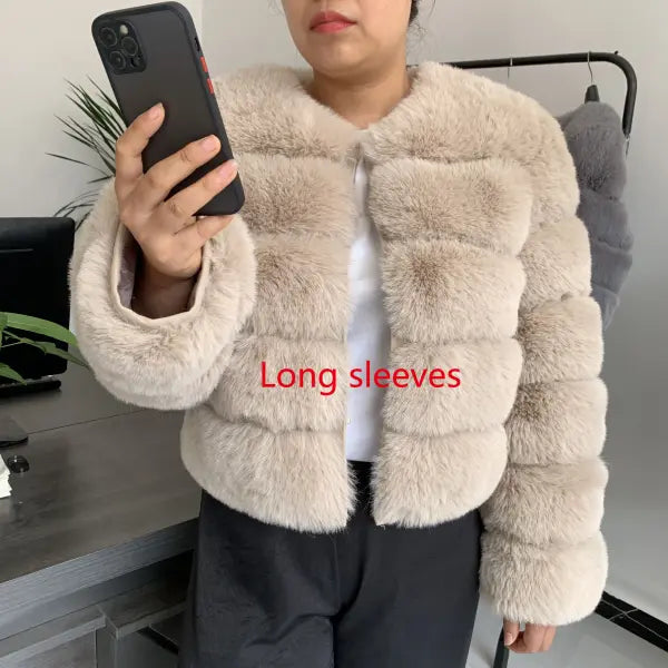 Women’s Faux Fur Coat – Fluffy Short Autumn Winter Jacket High-Quality Plus Size 7XL