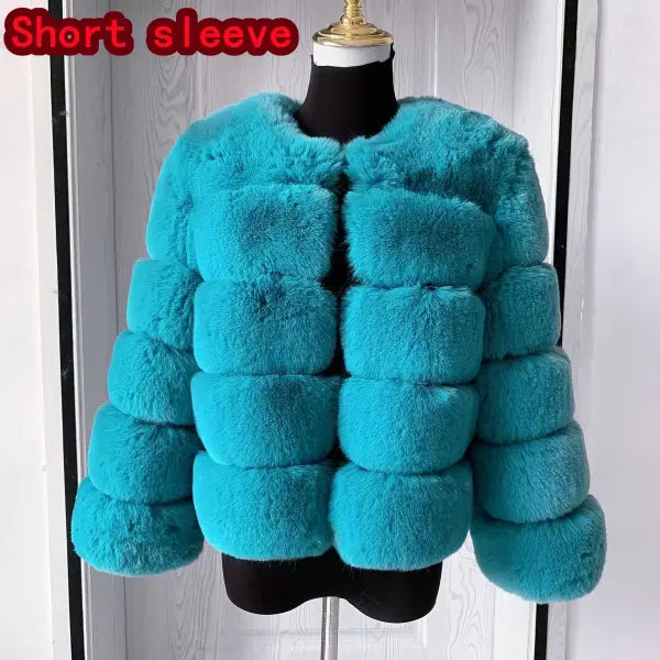 Women’s Faux Fur Coat – Fluffy Short Autumn Winter Jacket High-Quality Plus Size 7XL - Short sleeve 4 / 5XL (66-70kg)