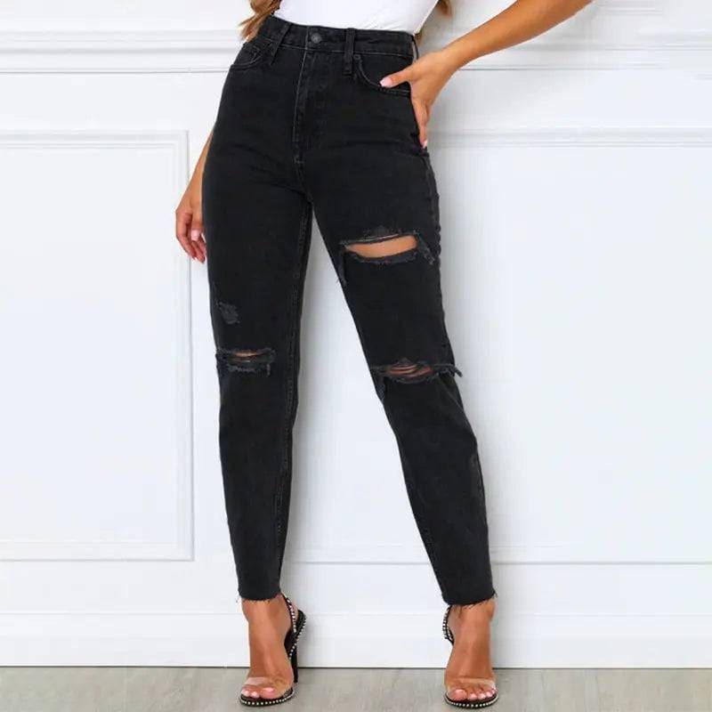 Women’s Fashion Jeans - Washed Blue Jeans Casual Style