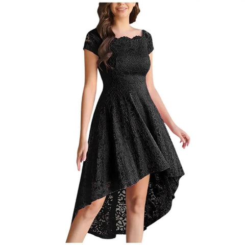 Women’s Fashion Lace Dress – Elegant One Shoulder Flare Dress