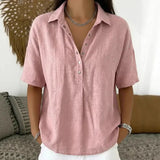 Women’s Fashion Short Sleeve Button Pullover All Sizes Casual Summer Top - None