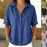 Women’s Fashion Short Sleeve Button Pullover All Sizes Casual Summer Top - None