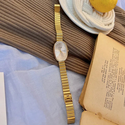 Women’s Fashionable Gold Bracelet Watch – Vintage Luxury Quartz Watch for Ladies