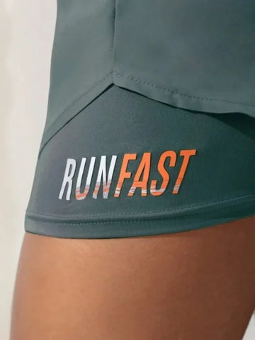 Women’s High Rise Yoga Shorts – Elastic Running Shorts with Fake Two-Piece Design