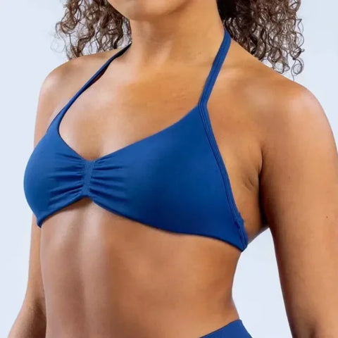 Women’s High Support Strappy Sports Bra – Seamless Halter Workout Yoga Top with Scrunch Detail - Himpall