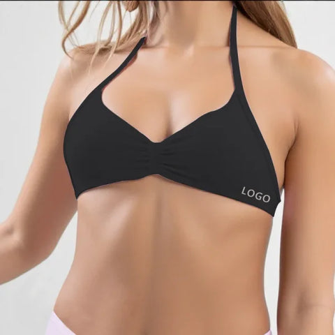 Women’s High Support Strappy Sports Bra – Seamless Halter Workout Yoga Top with Scrunch Detail - Himpall