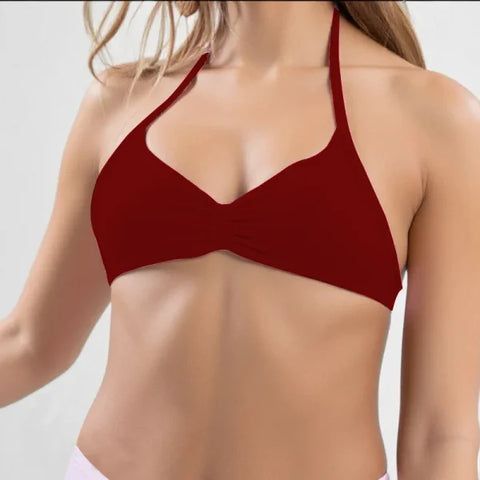 Women’s High Support Strappy Sports Bra – Seamless Halter Workout Yoga Top with Scrunch Detail - Himpall