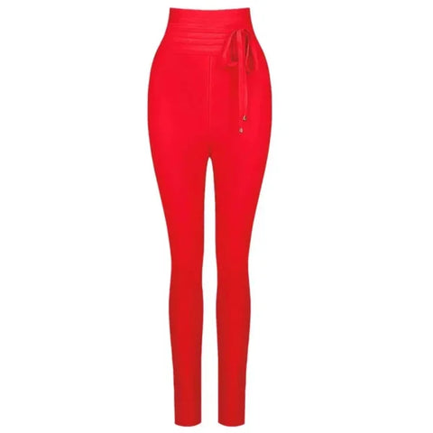 Women’s High Waist Pants: 9 Colors Summer Fashion - Red / L