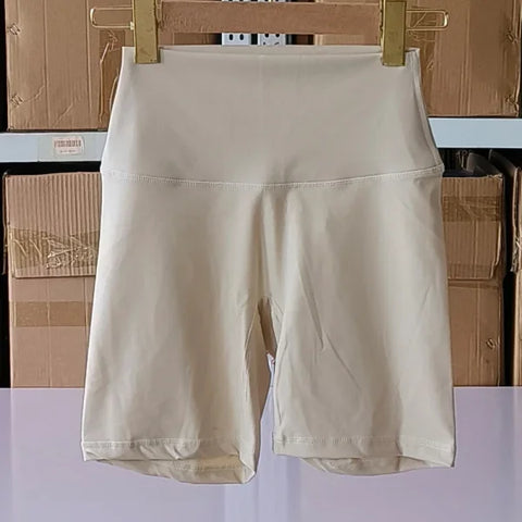 Women’s High Waist Sports Shorts – Slim Fit Butt Lift Yoga & Gym Running Shorts - Light ivory / S
