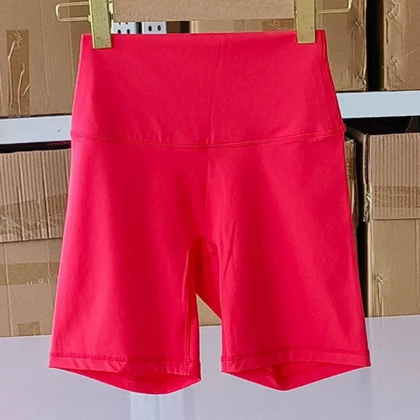 Women’s High Waist Sports Shorts – Slim Fit Butt Lift Yoga & Gym Running Shorts - Honey Peach Red / S