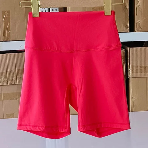 Women’s High Waist Sports Shorts – Slim Fit Butt Lift Yoga & Gym Running Shorts - Honey Peach Red / S