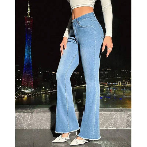 Women’s High Waist Straight-leg Denim Trousers