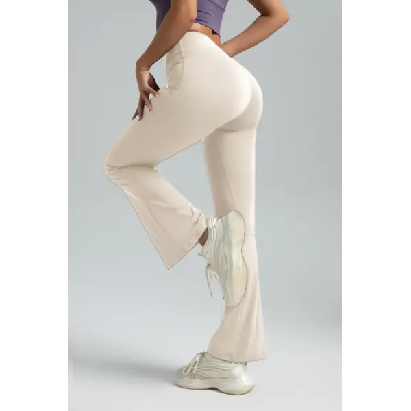 Women’s High-Waisted Bootcut Yoga Pants: Flared Workout Leggings & Casual Activewear - Ivory / XL