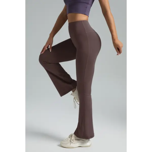 Women’s High-Waisted Bootcut Yoga Pants: Flared Workout Leggings & Casual Activewear - Brown / M