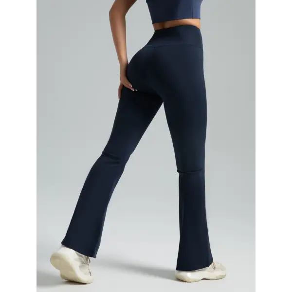 Women’s High-Waisted Bootcut Yoga Pants: Flared Workout Leggings & Casual Activewear - dark blue / L
