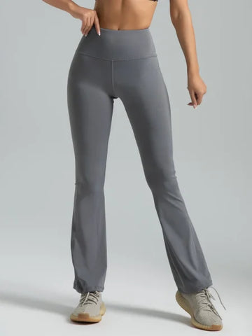 Women’s High Waisted Bootcut Yoga Pants – Flared Workout Leggings - grey / L