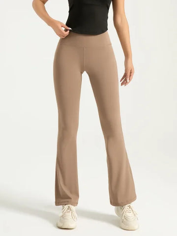 Women’s High Waisted Bootcut Yoga Pants – Flared Workout Leggings - Deep khaki / S