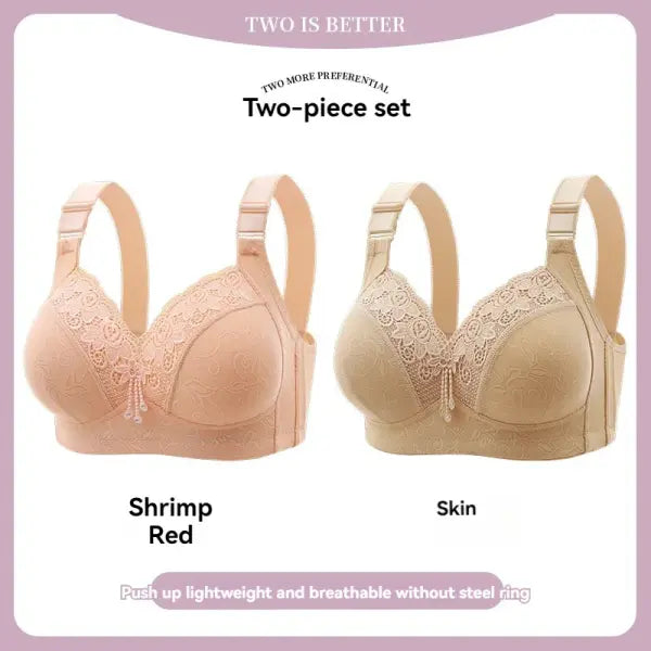 Women’s Ultra-Thin Lace Bralette Sexy Perspective Deep V Plus Size Bra & Active Top - 2PCS-13 / 44