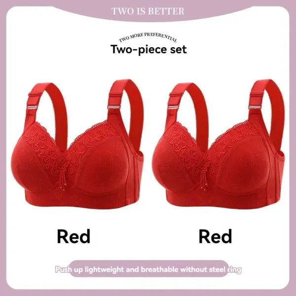Women’s Ultra-Thin Lace Bralette Sexy Perspective Deep V Plus Size Bra & Active Top - 2PCS-10 / 40