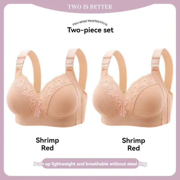 Women’s Ultra-Thin Lace Bralette Sexy Perspective Deep V Plus Size Bra & Active Top - 2PCS-12 / 36