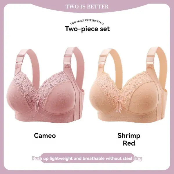 Women’s Ultra-Thin Lace Bralette Sexy Perspective Deep V Plus Size Bra & Active Top - 2PCS-5 / 36