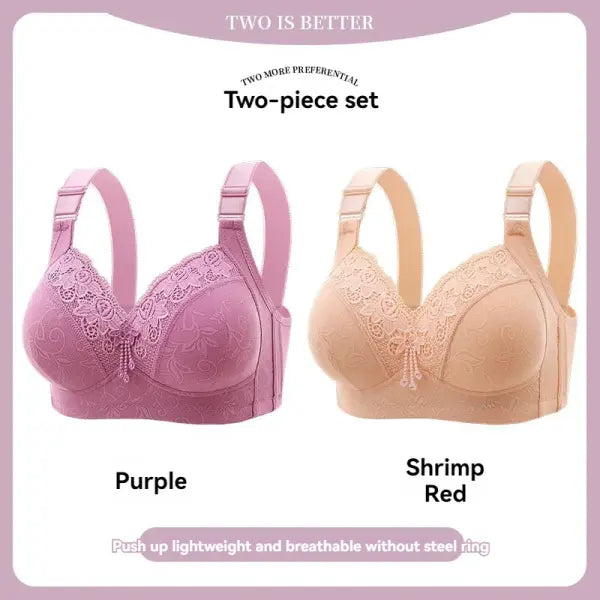 Women’s Ultra-Thin Lace Bralette Sexy Perspective Deep V Plus Size Bra & Active Top - 2PCS-21 / 44