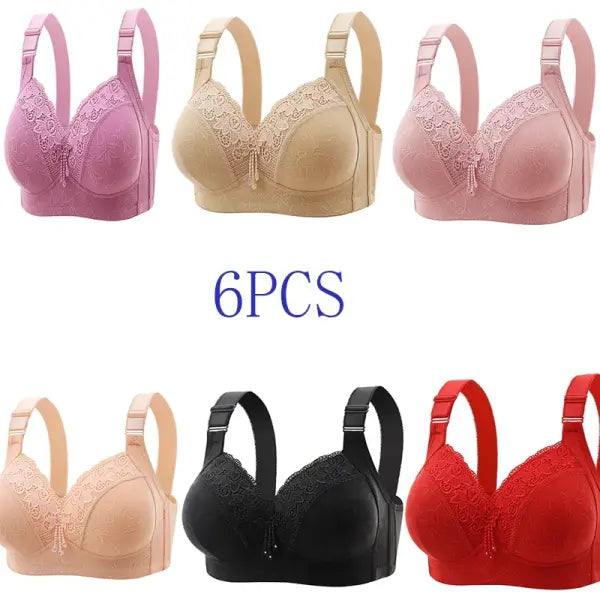 Women’s Ultra-Thin Lace Bralette Sexy Perspective Deep V Plus Size Bra & Active Top - 6PCS / 40