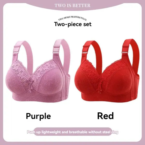 Women’s Ultra-Thin Lace Bralette Sexy Perspective Deep V Plus Size Bra & Active Top - 2PCS-20 / 36