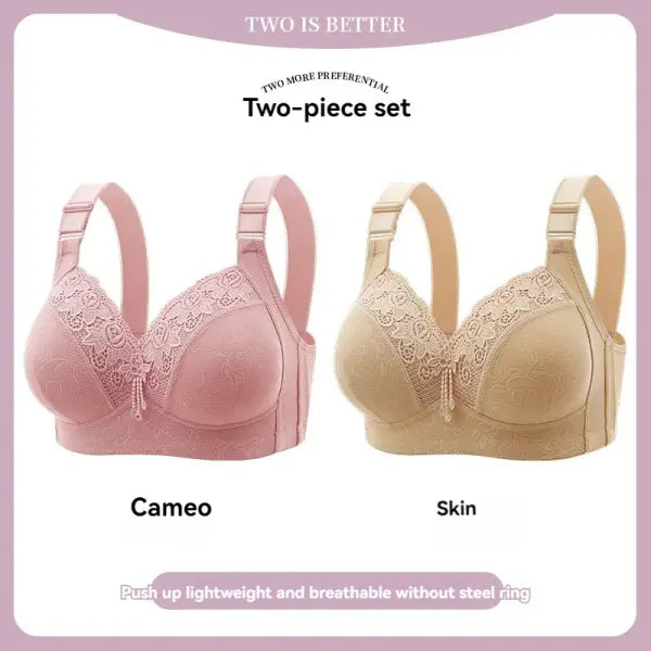 Women’s Ultra-Thin Lace Bralette Sexy Perspective Deep V Plus Size Bra & Active Top - 2PCS-2 / 40