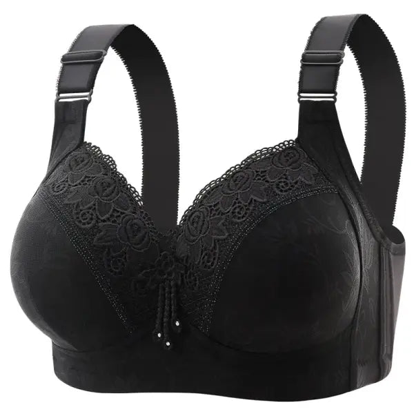 Women’s Ultra-Thin Lace Bralette Sexy Perspective Deep V Plus Size Bra & Active Top - Black / 40