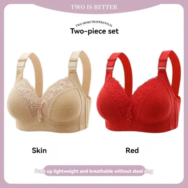 Women’s Ultra-Thin Lace Bralette Sexy Perspective Deep V Plus Size Bra & Active Top - 2PCS-8 / 40