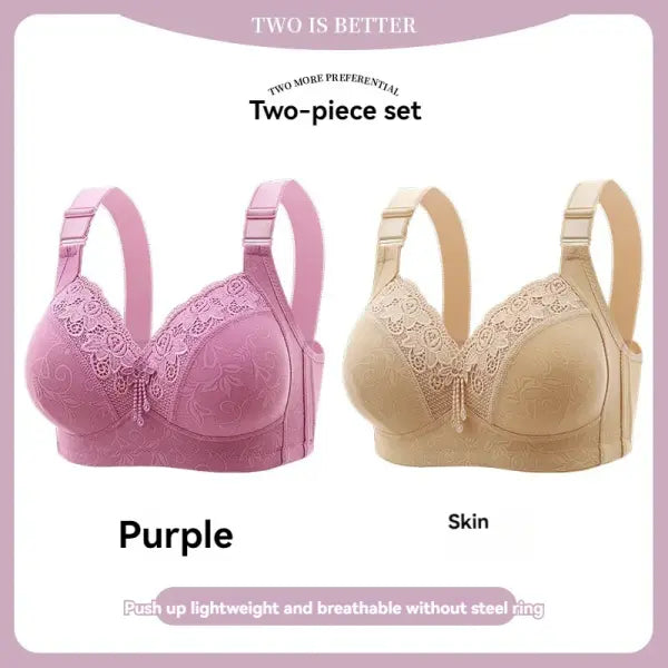 Women’s Ultra-Thin Lace Bralette Sexy Perspective Deep V Plus Size Bra & Active Top - 2PCS-18 / 40